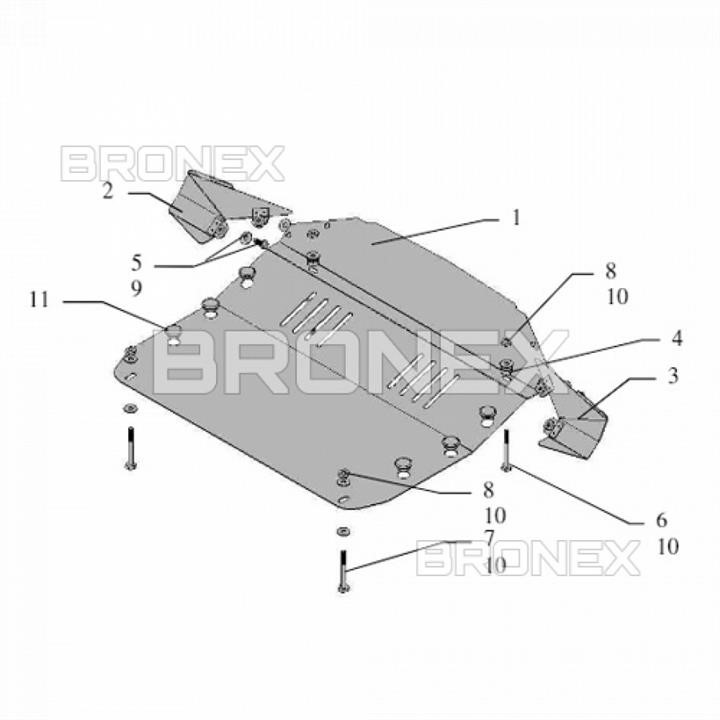 Bronex 101.0041.00 Engine protection Bronex standard 101.0041.00 for Hyundai Tucson (radiator, gear box) 101004100