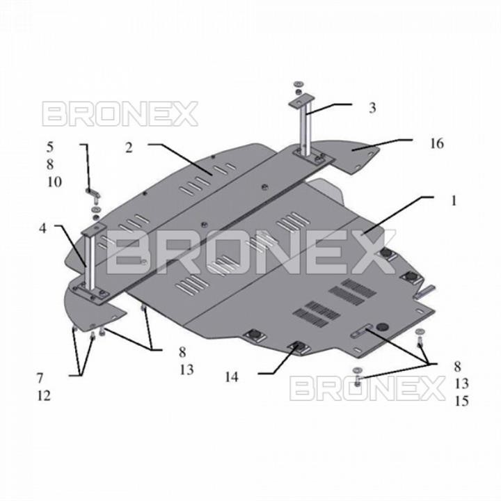 Bronex 101.0224.00 Engine protection Bronex standard 101.0224.00 for Ford Focus / C-Max /Focus II (radiator, gear box) 101022400