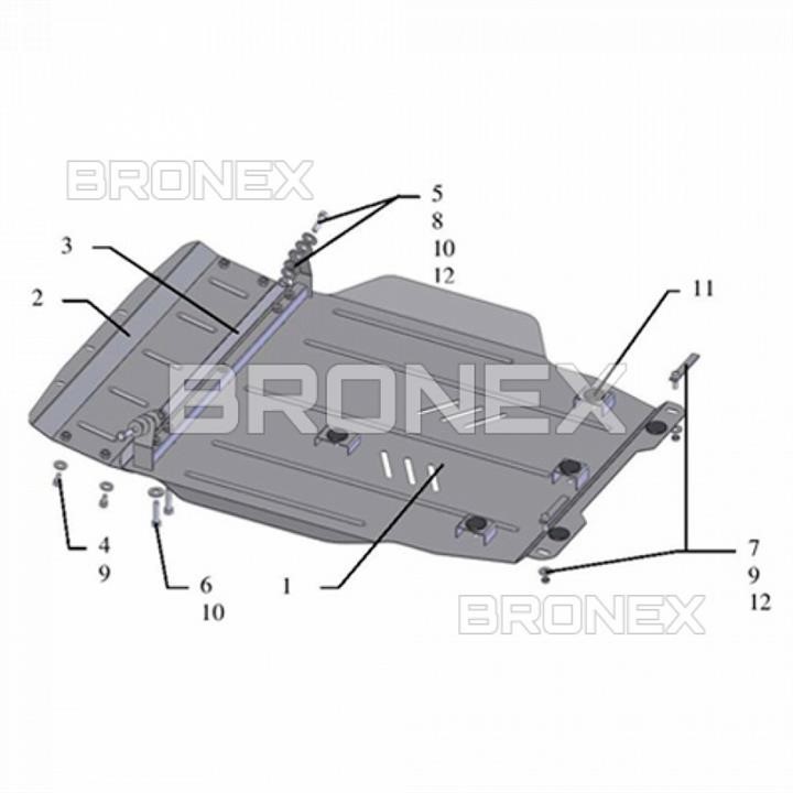 Bronex 101.0245.00 Engine protection Bronex standard 101.0245.00 for Mitsubishi Lancer Evolution X (radiator, gear box) 101024500