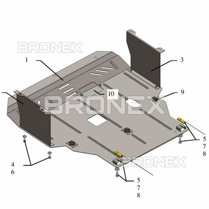 Bronex 101.0341.00 Engine protection Bronex standard 101.0341.00 for Hyundai Elantra 5 MD (radiator, gear box) 101034100