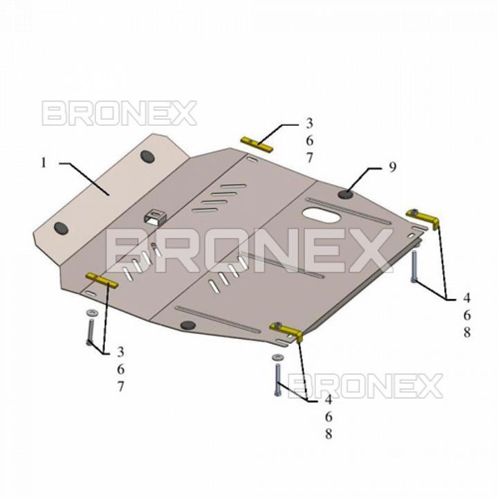 Bronex 101.0344.00 Bronex engine protection standard 101.0344.00 for Ssang Yong Korando (radiator, gearbox) 101034400