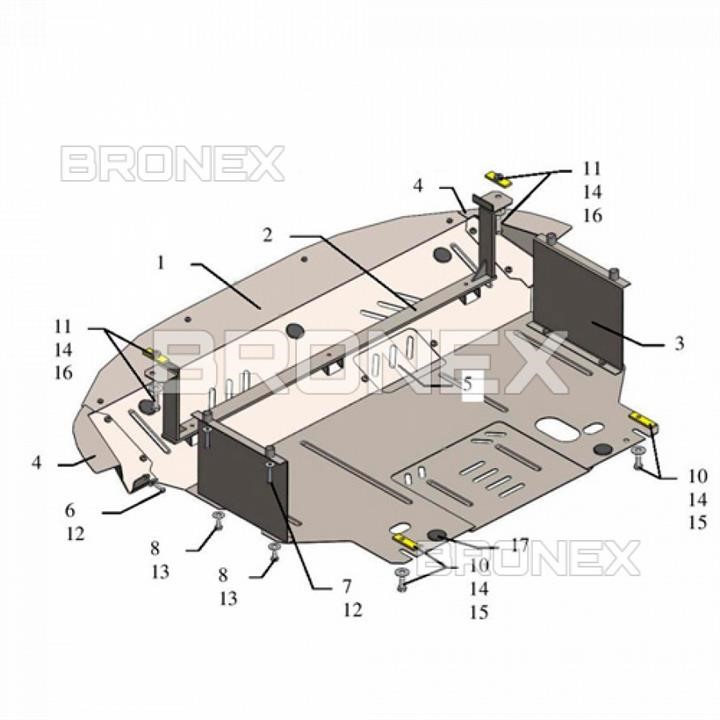Bronex 101.0374.00 Engine protection Bronex standard 101.0374.00 for Kia Sportage III (radiator, gear box) 101037400