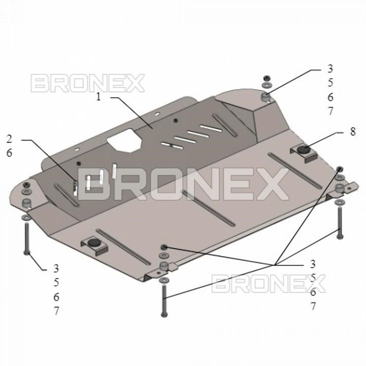 Bronex 101.0386.00 Engine protection Bronex standard 101.0386.00 for Toyota Highlander / Highlander II restyling (gearbox) 101038600