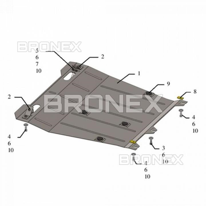 Bronex 101.0404.00 Engine protection Bronex standard 101.0404.00 for Mitsubishi Lancer X (radiator, gear box) 101040400