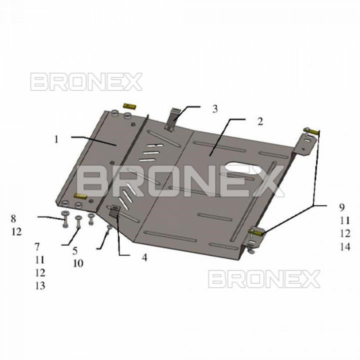 Bronex 101.0430.00 Engine protection Bronex standard 101.0430.00 for VAZ 2170 Priora (radiator, gear box) 101043000