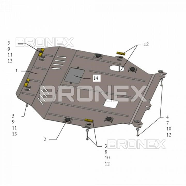 Bronex 101.0438.00 Engine protection Bronex standard 101.0438.00 for Mitsubishi Outlander (radiator, gear box) 101043800