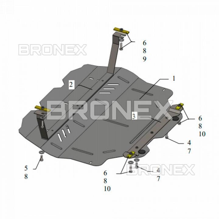 Bronex 101.0442.00.V Engine protection Bronex standard 101.0442.00.V for Volkswagen Touran WeBasto / Caddy WeBasto (radiator, gear box) 101044200V