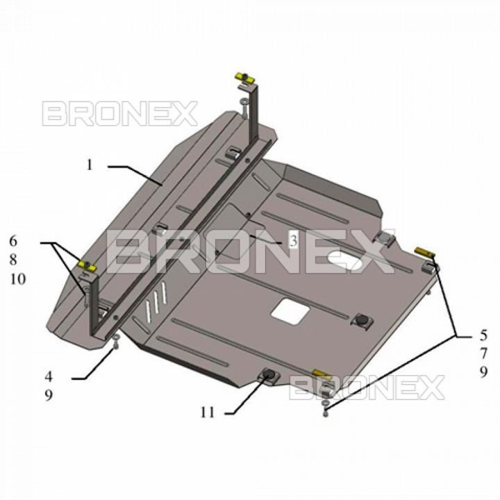 Bronex 101.0452.00 Engine protection Bronex standard 101.0452.00 for Hyundai Santa Fe/Grand Santa Fe (radiator, gear box) 101045200