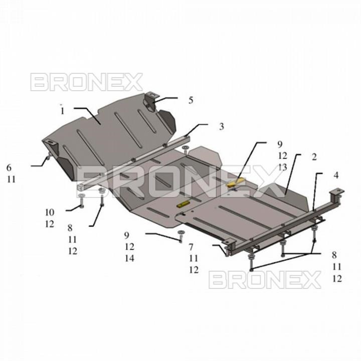 Bronex 101.0517.00 Engine protection Bronex standard 101.0517.00 for Mitsubishi Pajero Sport (radiator, gear box) 101051700