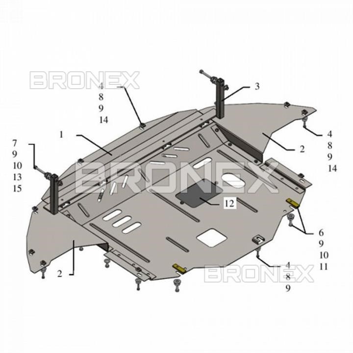 Engine protection Bronex standard 101.0662.00 for Hyundai Elantra VI (AD) (radiator, gear box) Bronex 101.0662.00