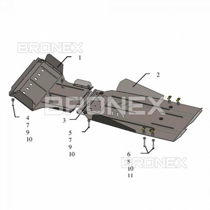 Bronex 101.0685.00 Bronex engine protection standard 101.0685.00 for Ssang Yong Rexton (radiator, gearbox) 101068500