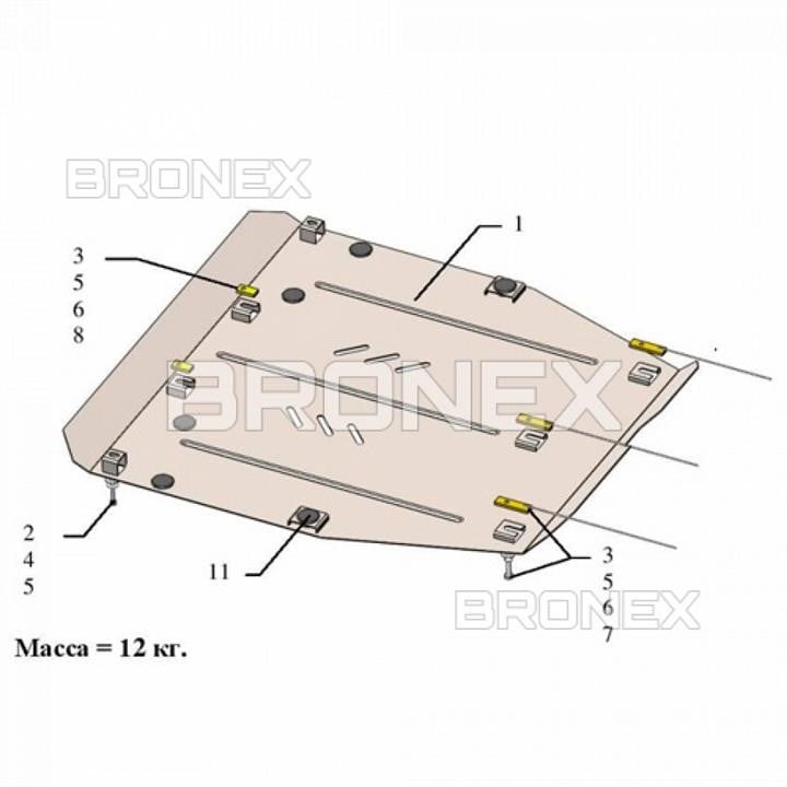Bronex 101.0686.00.HO Engine protection Bronex standard 101.0686.00.HO for Honda IX 4D sedan (radiator, gearbox) 101068600HO