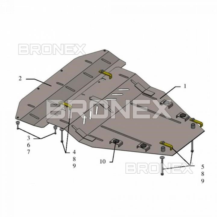 Bronex 101.0737.00 Engine protection Bronex standard 101.0737.00 for Nissan Qashqai +2 NJ10 / J10 (radiator, gear box) 101073700