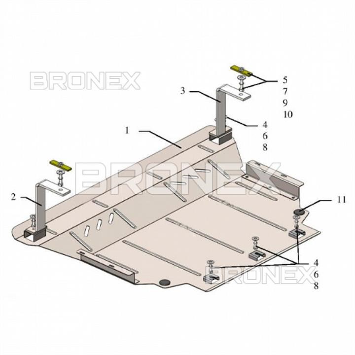 Bronex 101.0988.00 Engine protection Bronex standard 101.0988.00 for Volkswagen Tiguan II (radiator, gear box) 101098800