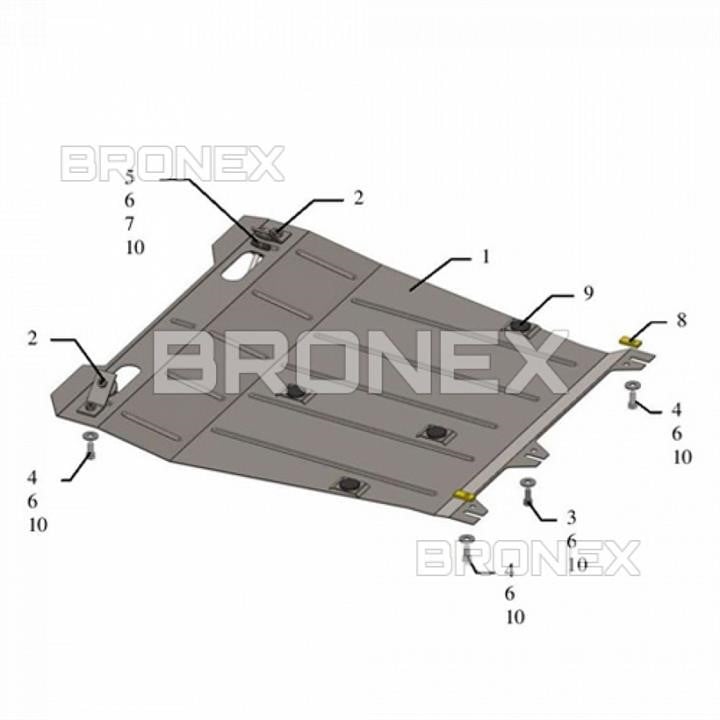 Bronex 102.0404.00 Engine protection Bronex premium 102.0404.00 for Mitsubishi Lancer X (radiator, gear box) 102040400