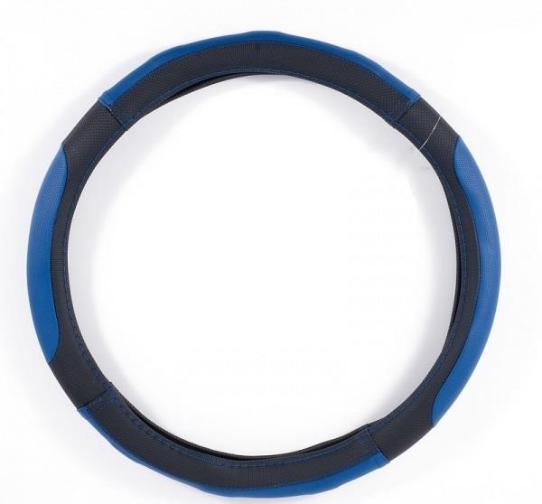 CarLife SW127XL Steering wheel cover XL (41-43 cm) black with blue inserts and perforation SW127XL