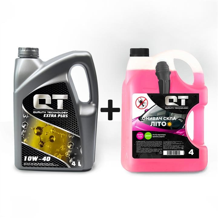 QT-oil QT1310404SCR Engine oil QT-Oil Extra Plus 10W-40 SL/CF, 4L + Scented washer Bubble gum, 4L QT1310404SCR