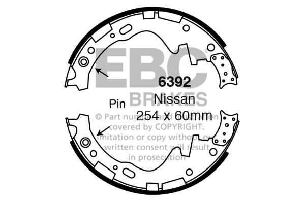 Brake shoe kit Nissan Pickup: 6392 EBC Brake shoe set