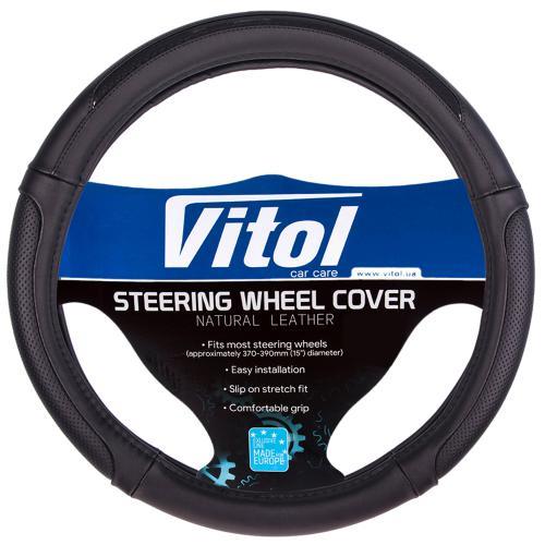 Vitol VLU-1809218 BK/BK M Steering wheel cover black M (37-39cm) VLU1809218BKBKM