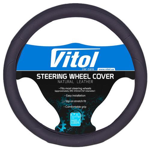 Vitol U 080242BK L Steering wheel cover black leatherette L (39-41cm) U080242BKL