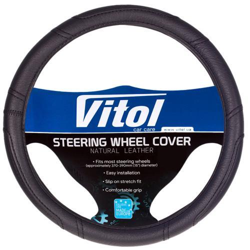 Vitol BB 0280B XL Steering wheel cover black leatherette (black thread) XL (41-43cm) BB0280BXL