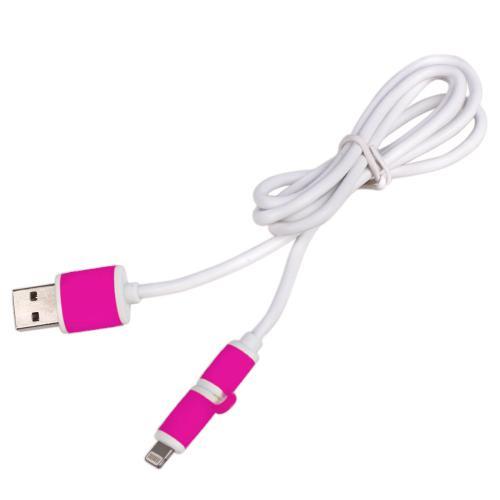 Pulso CP-001P Cable PULSO USB - Micro USB/Apple 1m pink (round) CP001P
