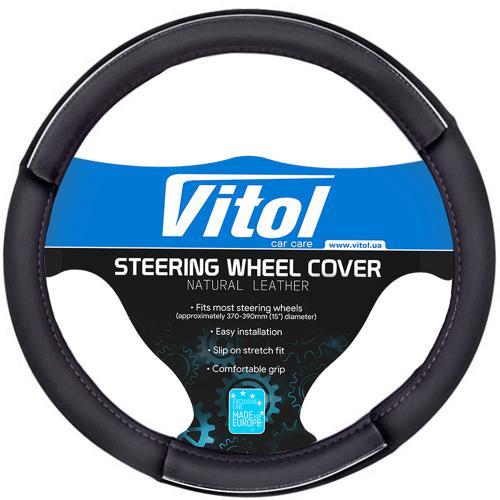 Vitol JU 080204BK L Steering wheel cover black leatherette L (39-41cm) JU080204BKL