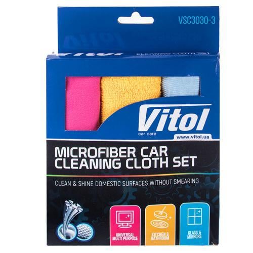 Vitol VSC3030-3 Microfiber car cleaning cloth set 3 pcs. VSC30303