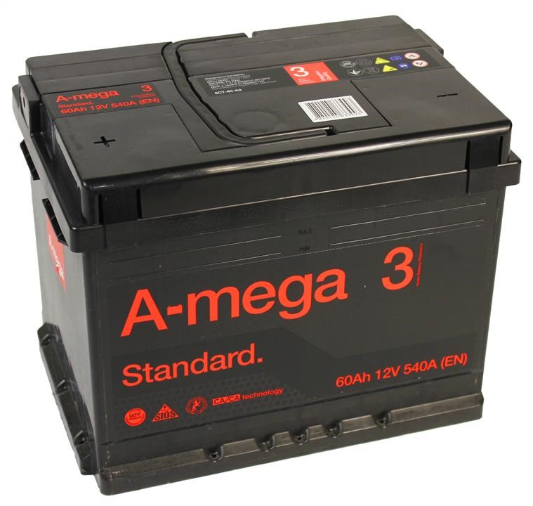 A-Mega AS-60-1 Battery A-Mega Standard 12V 60AH 540A(EN) L+ AS601