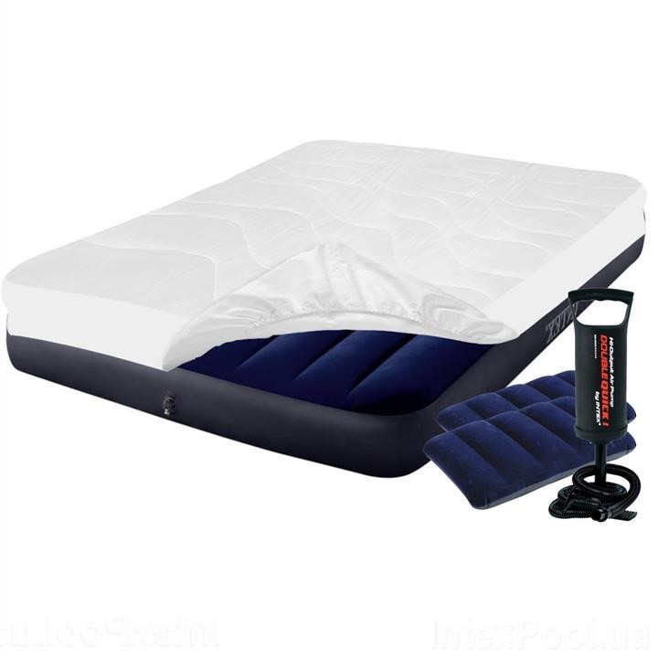 Intex 64758-3 Inflatable mattress 137 x 191 x 25 cm, with a mattress cover, two pillows and a manual pump. 647583