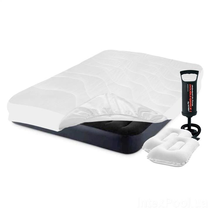 Intex 64142-3 Inflatable mattress 137 x 191 x 25 cm, with a mattress cover, two pillows and a manual pump. 641423