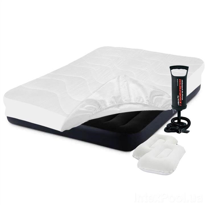Intex 64144-3 Inflatable mattress 183 x 203 x 25 cm, with a mattress cover, two pillows and a manual pump. Double 641443