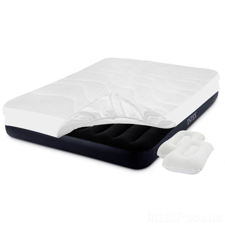 Intex 64150-3 Inflatable mattress 152 x 203 x 25 cm, with built-in electrical pump, mattress cover and two pillows. Double 641503