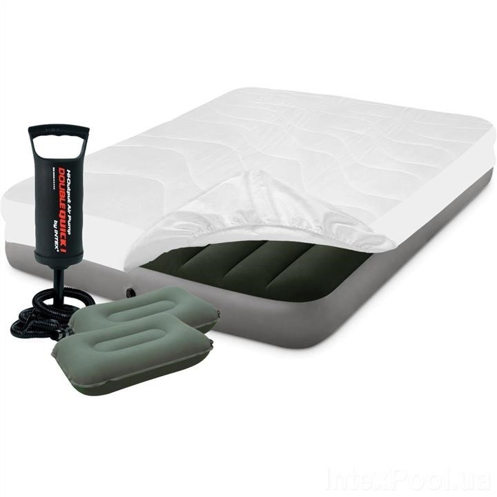 Intex 64108-3 Inflatable mattress 137 x 191 x 25 cm, with a mattress cover, two pillows, pump. 641083