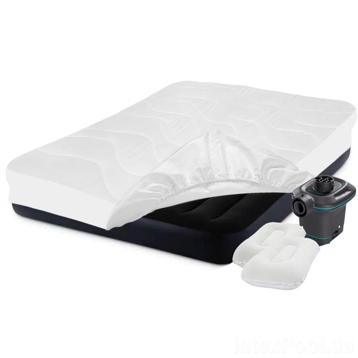 Intex 64144-6 Inflatable mattress 183 x 203 x 25 cm with mattress cover, two pillows and an external electric pump. Double 641446