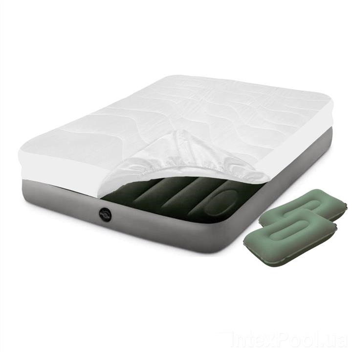Intex 64762-3 Inflatable mattress 137 x 191 x 25 cm, with a foot pump, a mattress cover and two pillows. 647623