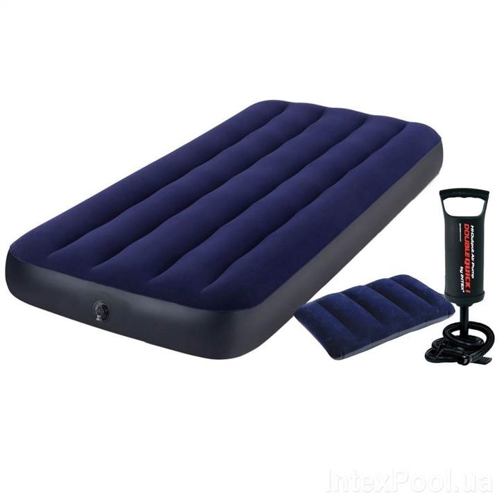 Intex 64756-2 Inflatable mattress 76 x 191 x 25 cm, with pillow, pump. Single 647562