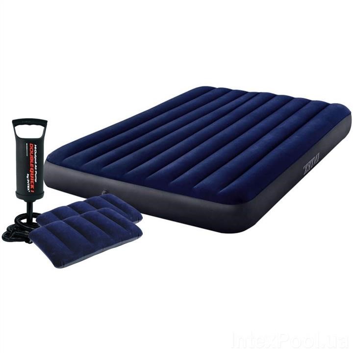 Intex 64758-2 Inflatable mattress 137 x 191 x 25 cm, with two pillows, pump. 647582