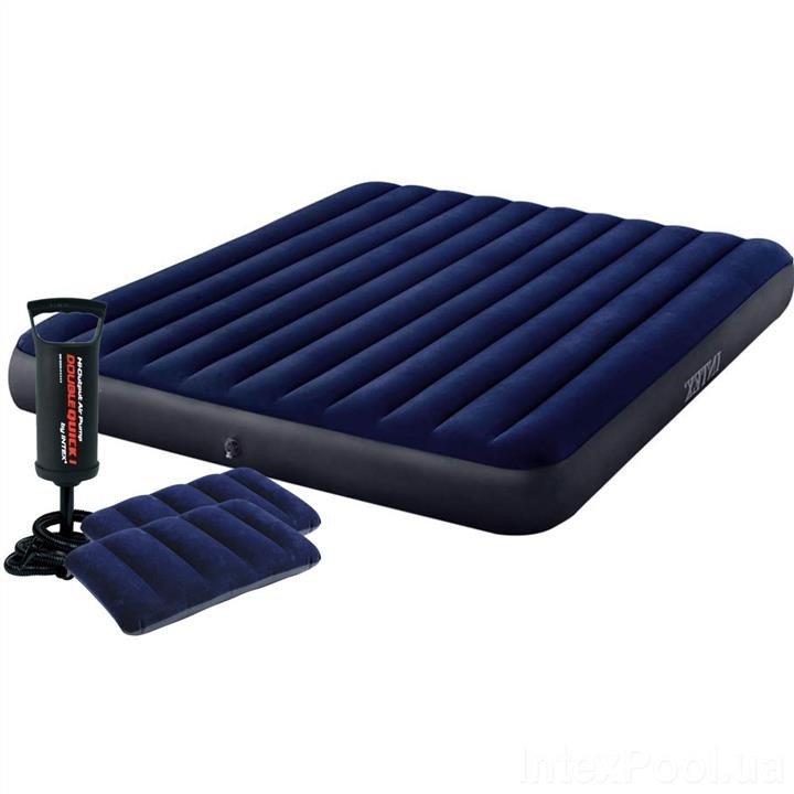 Intex 64755-2 Inflatable mattress 183 x 203 x 25 cm, with two pillows, pump. Double 647552