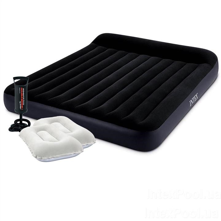 Intex 64144-2 Inflatable mattress 183 x 203 x 25 cm, with two pillows and manual pump. Double 641442