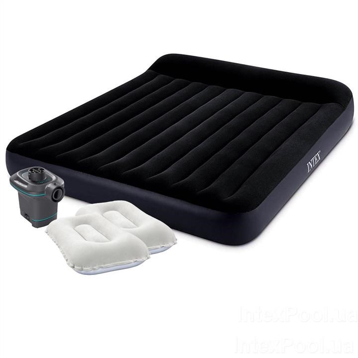 Intex 64144-5 Inflatable mattress 183 x 203 x 25 cm with two pillows, an external electric pump. Double 641445
