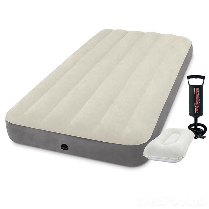 Intex 64101-2 Inflatable mattress 99 x 191 x 25 cm, with a pump, pillow. Single 641012