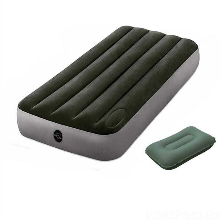 Intex 64760-1 Inflatable mattress 76 x 191 x 25 cm with a foot (built-in) pump and pillow. Single 647601