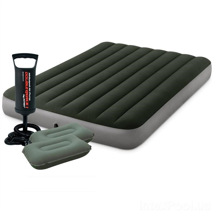 Intex 64108-1 Inflatable mattress 137 x 191 x 25 cm, with two pillows, pump. 641081
