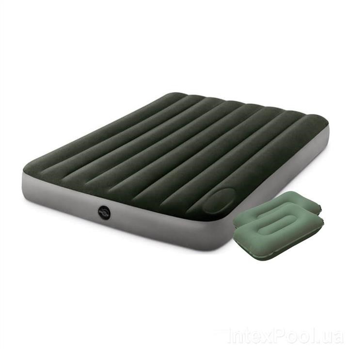 Intex 64762-1 Inflatable mattress 137 x 191 x 25 cm, with a foot pump and two pillows. 647621