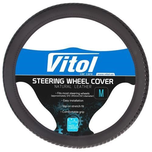 Vitol U-1603004BK/BK M Steering wheel cover Black M (37-39 cm) U1603004BKBKM