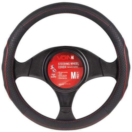 Voin VLOD-L282 BK/RD S Steering wheel cover black/red/perforated S (35-37 cm) VLODL282BKRDS