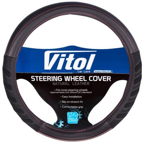 Vitol VLU-1808010 BK/BK L Steering wheel cover black L (39-41 cm) VLU1808010BKBKL