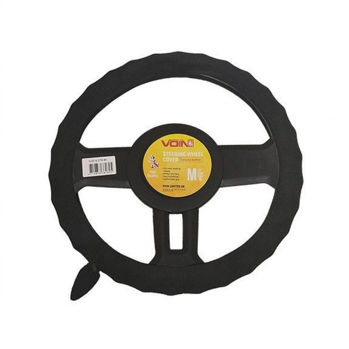 Voin VLOD-AL2705 BK M Steering wheel cover of black/alcantara M (37-39 cm) VLODAL2705BKM