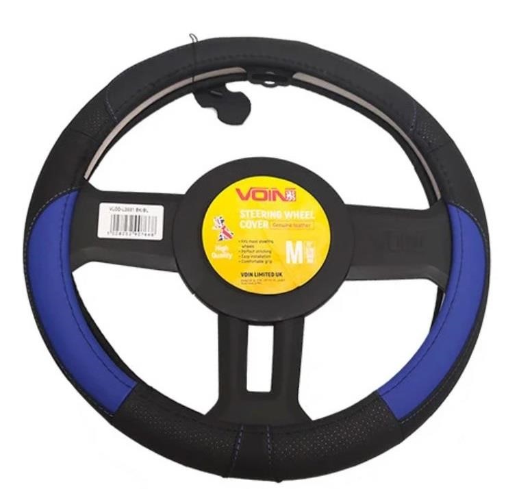 Voin VLOD-L2031 BK/BL M Steering wheel cover black/blue/perforated M (37-39 cm) VLODL2031BKBLM